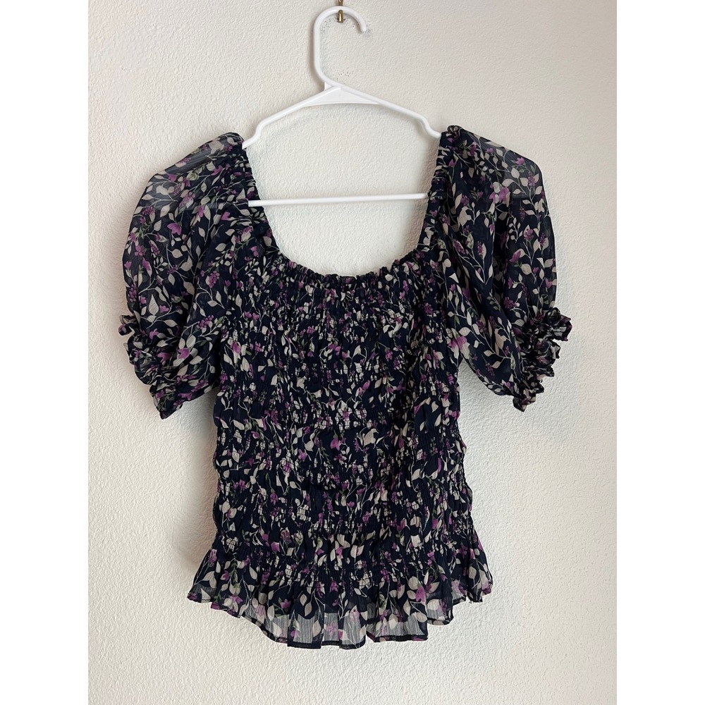 by Together Floral Shirred Puff Sleeve Square Neck Top Blouse